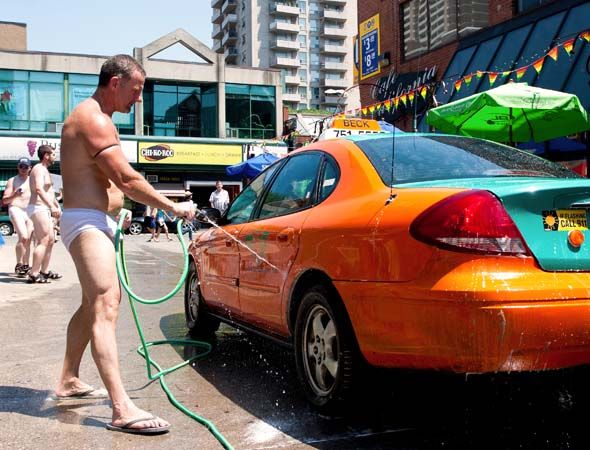 Naked Car Cleaning and mother