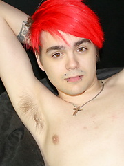 Emo Guy Jerking Off bondage image