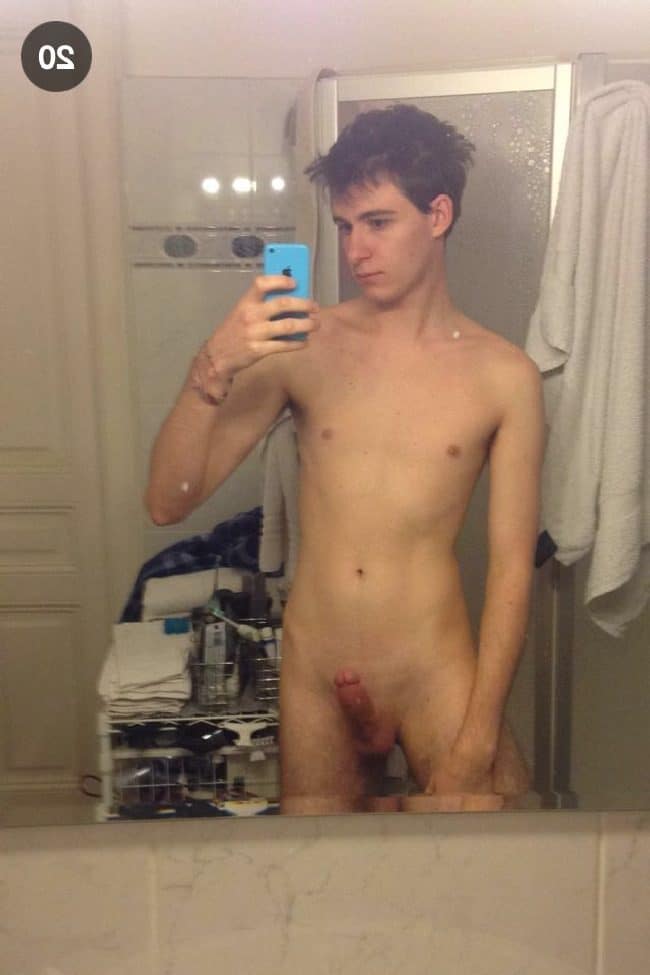 Skinny Naked Selfie guys cum